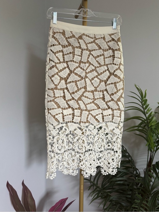 fab'rik Dresses & Skirts - fab'rik Cream Crochet Lace Midi Skirt